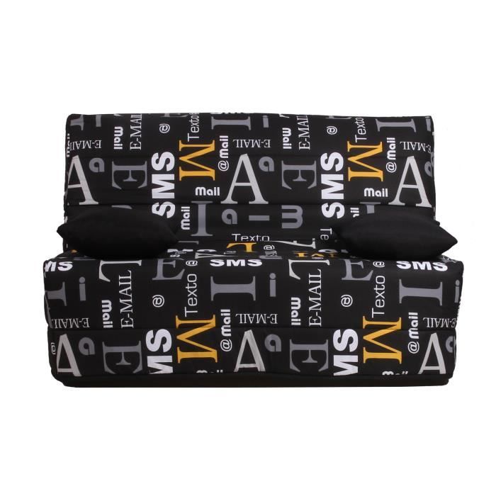 LIOM Banquette BZ 3 places - Tissu motif Sms - Made in France - L 142 x P 96 cm