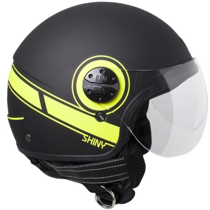 CGM Casque jet 109S Shiny - Noir et jaune mat