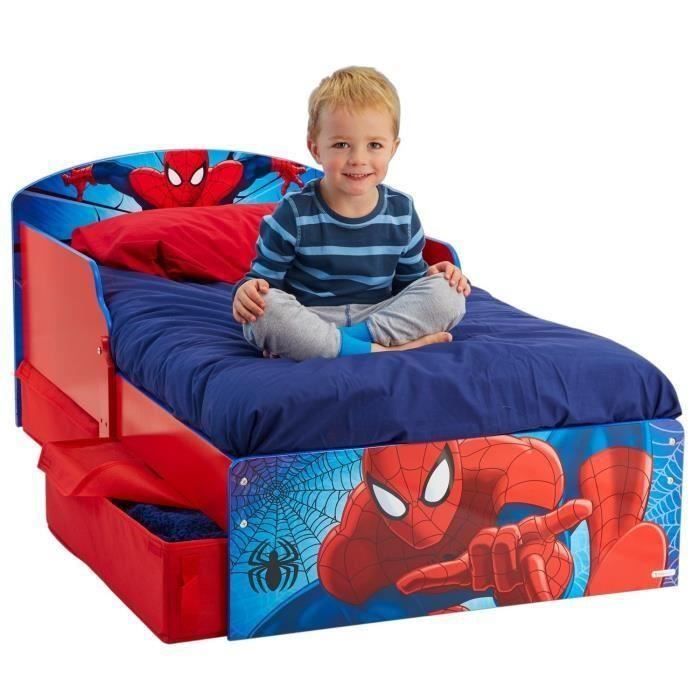 SPIDERMAN Lit Enfant en bois avec Tiroirs de Rangement 70 * 140 cm - Worlds Appart