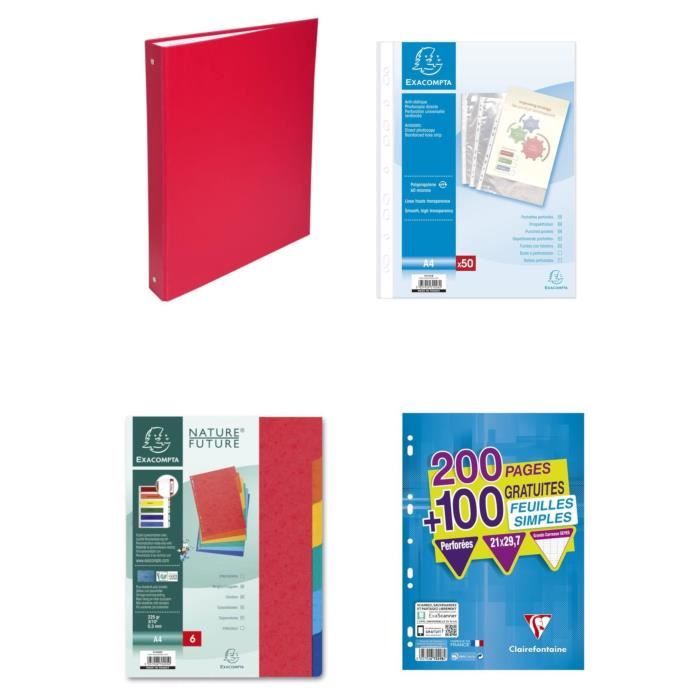 Pack Classement Rouge - Classeur - Feuilles