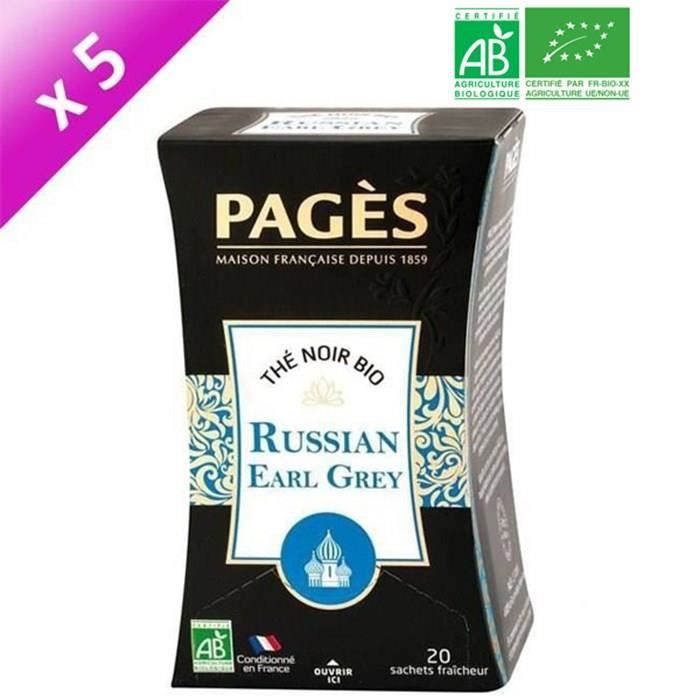 PAGES Lot de 5 Thés Noir Russian Earl Grey Bio