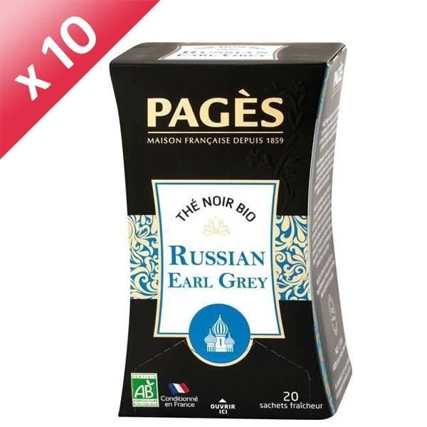 PAGES Lot de 10 Thé Noir Russian Earl Grey Bio