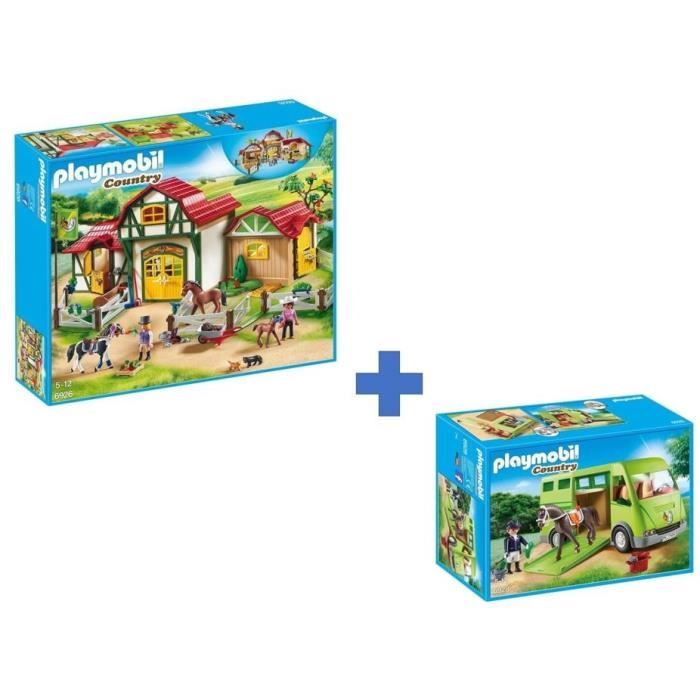 PLAYMOBIL - Country - Club d'Equitation + Cavalier avec Van