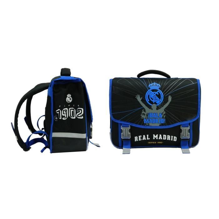 REAL MADRID Cartable - 2 Compartiments - Primaire / Collège - 41 cm - Bleu et noir - Enfant Garçon