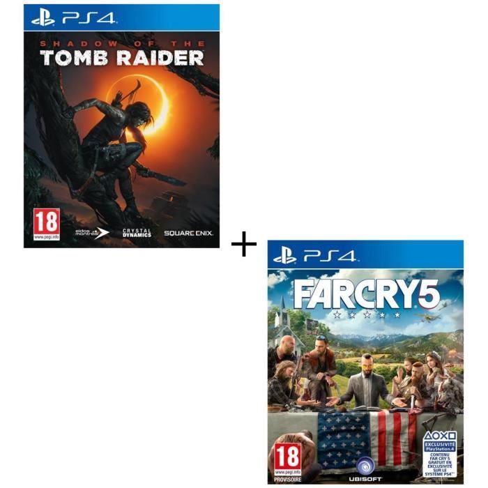 Pack 2 jeux PS4 : Shadow of the Tomb Raider + Far Cry 5