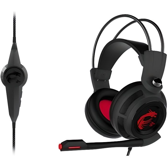MSI Micro-Casque Gamer DS502 GAMING Filaire - Rétroéclairé - Son surround 7.1