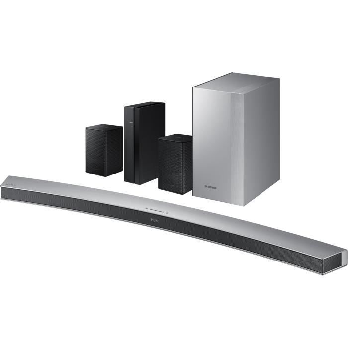 Pack SAMSUNG HW-M4501 Barre de son incurvée 2.1 Bluetooth - 260W - Caisson de basse sans fil - Argent + Kit d'enceintes arrières san