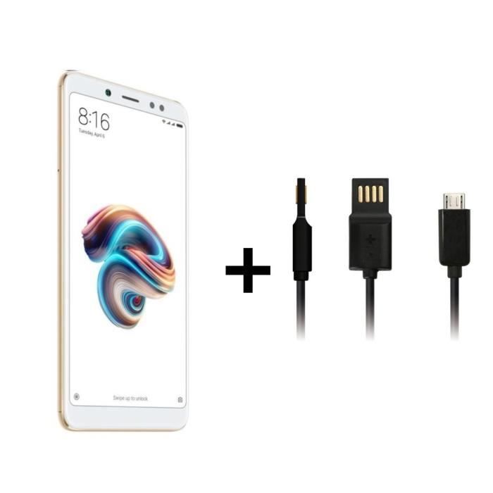 XIAOMI Redmi Note 5 Or 64 Go + SWISS CHARGER Cable USB offert