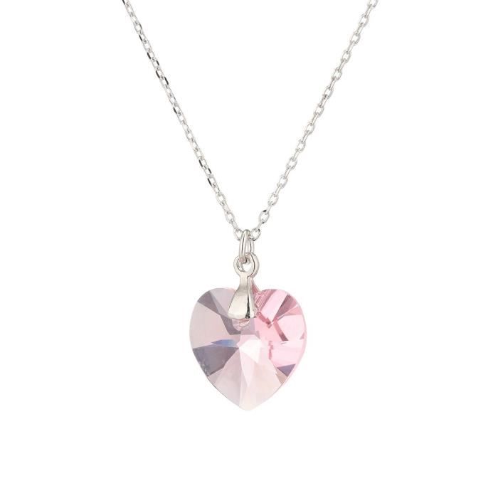 LES BIJOUX D'EMMA CRISTAL - Collier en Argent et Cristal De Swarovski Coloris Light Pink