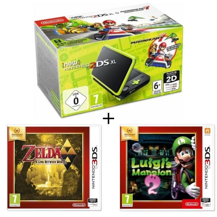 New 2DS XL Noir/Citron Vert + Luigi's Mansion 2 + The Legend of Zelda : A link Between Wolds