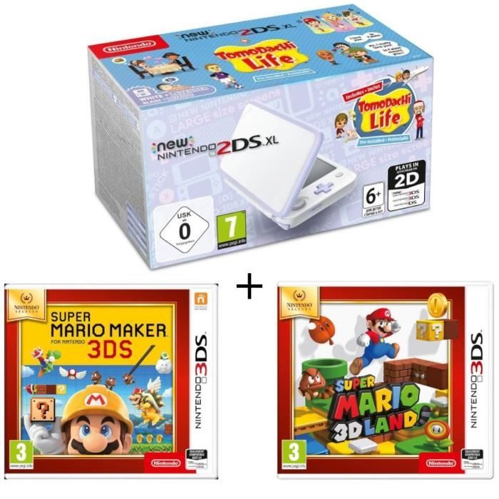 New 2DS XL Blanc/Lavande + Super Mario Maker + Super Mario 3D Land