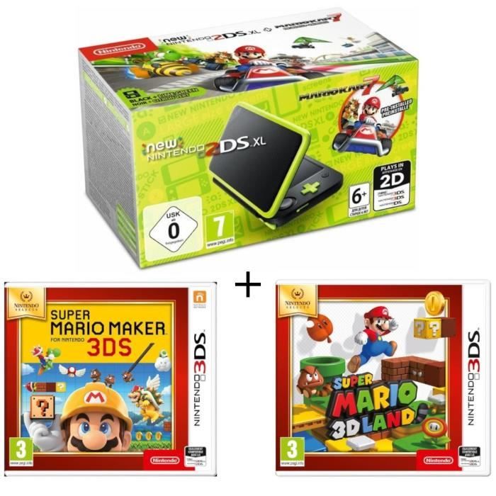 New 2DS XL Noir/Citron Vert + Super Mario Maker + super Mario 3D Land