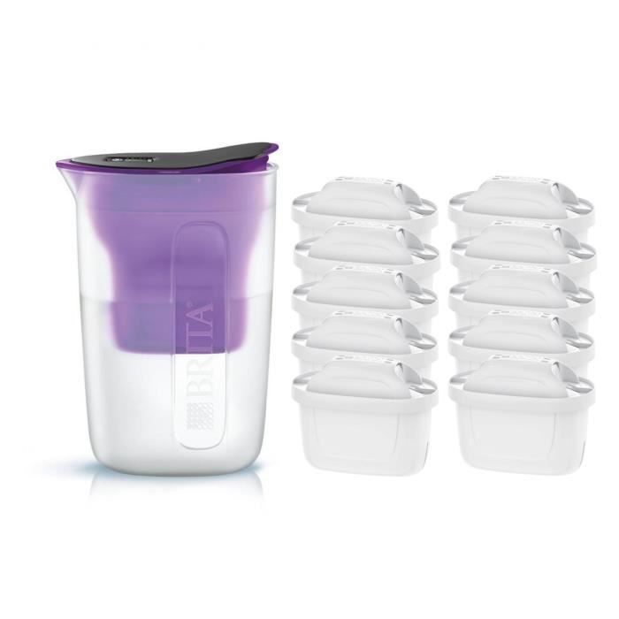 Pack BRITA Carafe filtrante FUN Violet + 10 Cartouches de rechange
