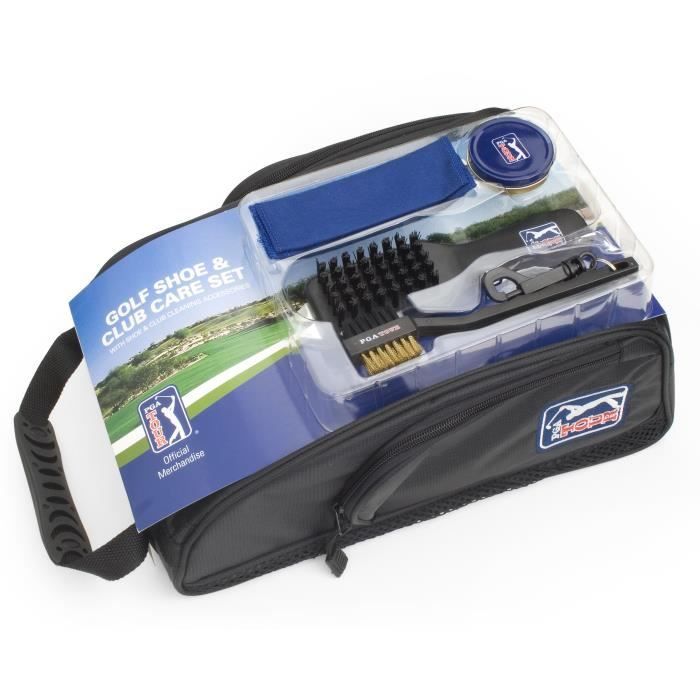 PGA TOUR Coffret de Sac à Chaussures et Accessoires Nettoyage pour Clubs - Noir