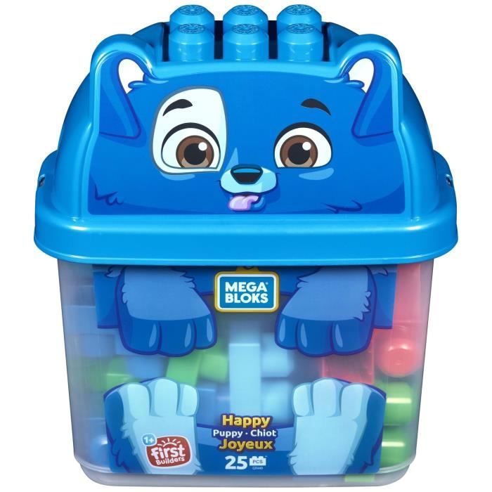 MEGA BLOKS - Boîte Puppy - Briques de construction - coffre Puppy 25 blocs - 12 mois et +