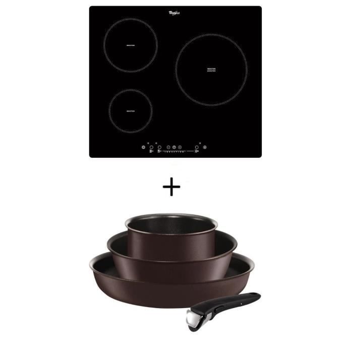 WHIRPOOL Table de cuisson induction + Batterie de cuisine 4 pièces 18-22-26 cm offerte