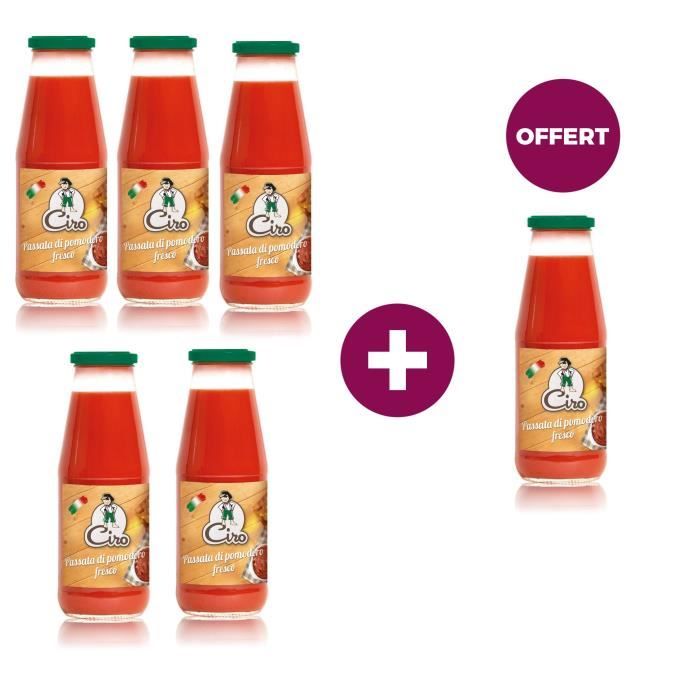CIRO Lot de 6 Passata de tomates en bocal de verre - 680 ml - 1 offert