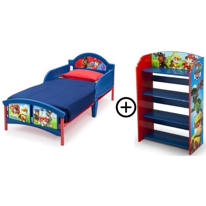 Pat'Patrouille - Offre Lit Métal & Plastique + Etagère en bois - Enfant - Chambre - Mobilier - Mixte - A partir de 3 ans