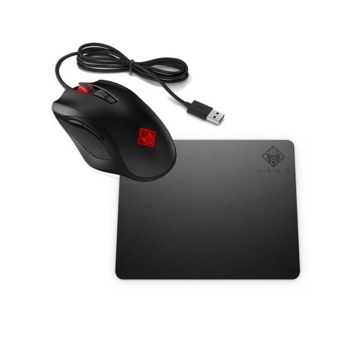 Pack gaming OMEN - Souris gamer omen 600 filaire- oprique - 6 boutons + Tapis de souris omen 100 - Taille M