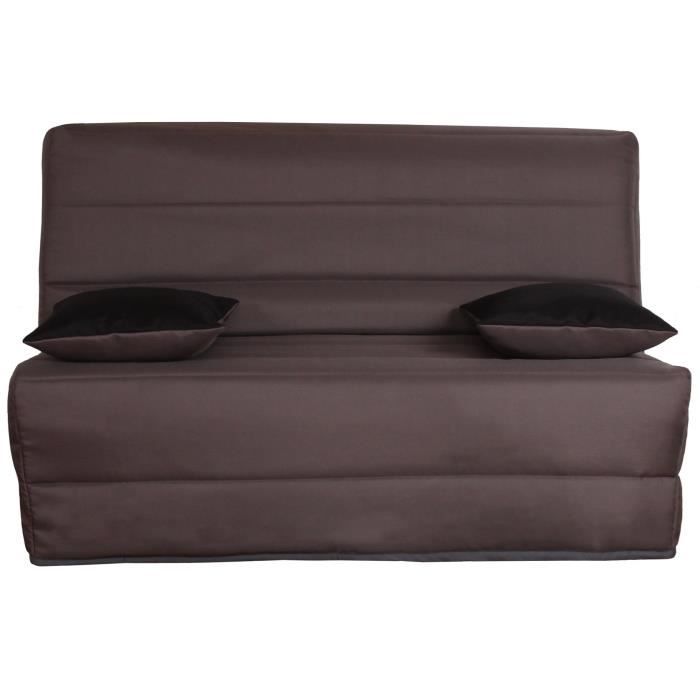 LIOM Banquette BZ 3 places - Tissu taupe - Made in France - L 142 x P 96 cm