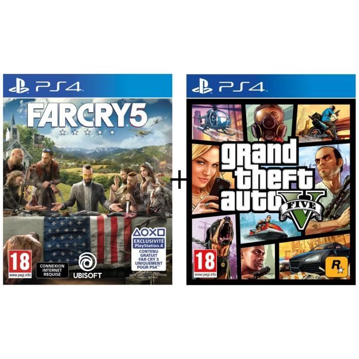 Pack 2 jeux PS4 : Far Cry 5 + GTA V