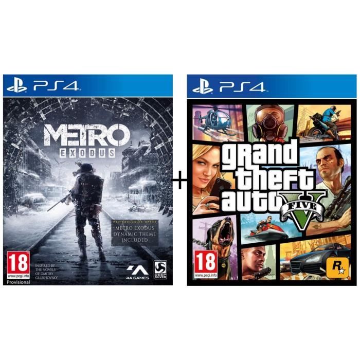 Pack 2 jeux PS4 : Metro Exodus + GTA V