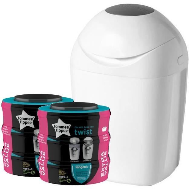Tommee Tippee Starter Pack - Bac TEC + 6 Recharges compatibles Twist & Click