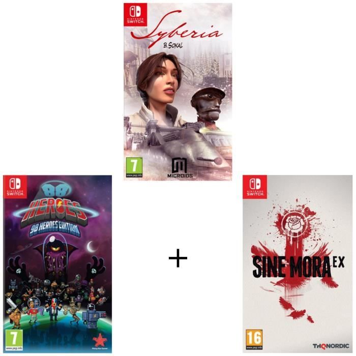 Pack de 3 jeux Switch : Syberia 1 + 88 HerŒs + Sine Mora Ex