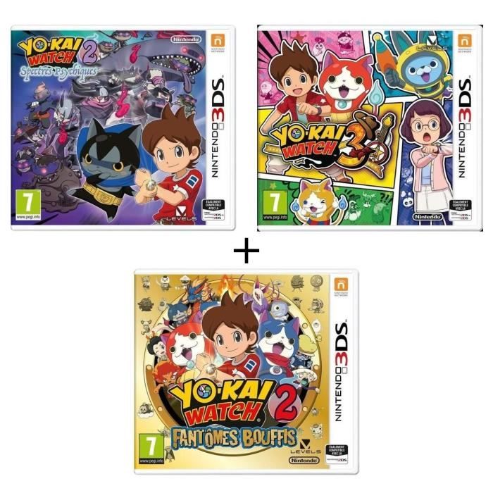 Yo-Kai Watch 2 Fantômes + Yo kai Watch 3 3DS + Yo-Kai Watch 2 Spectres Psy - Jeux 3DS