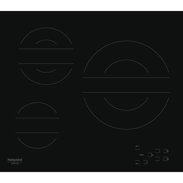 HOTPOINT HR 613 C T CM - Table de cuisson vitrocéramique - 3 zones - 5700 W - L 58 x P 51 cm - Noir