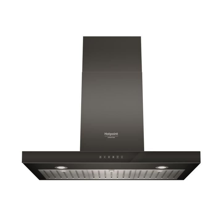 HOTPOINT HHBS98CLTDK-Hotte murale décorative-Evacuation / recyclage-713 m3 air / h-75 dB max-3 vitesses + booster-L 90 cm-Inox