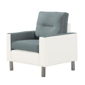 ELENA Fauteuil en microfibre grise et simili blanc