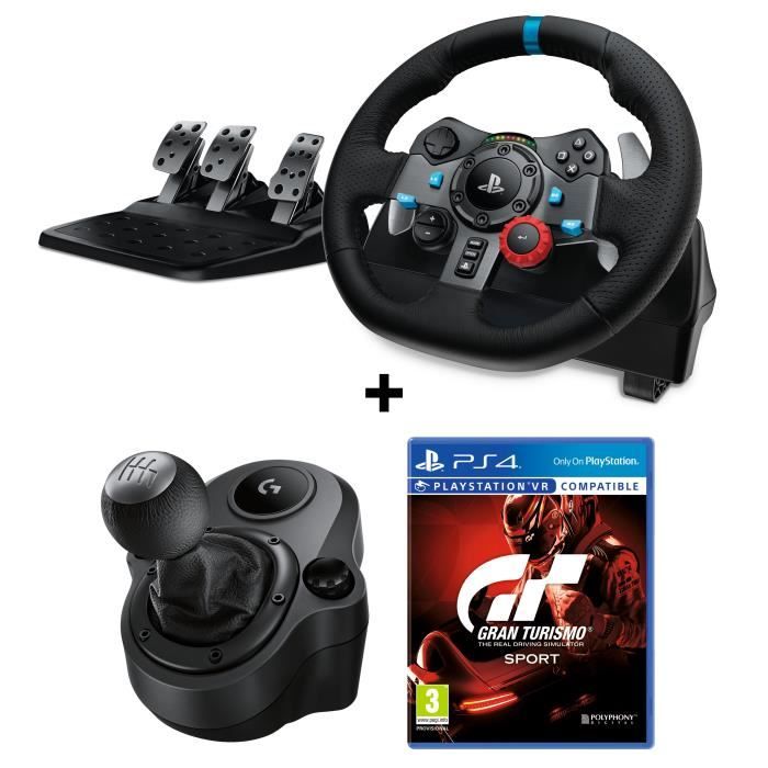 LOGITECH Volant de Course G29 Driving Force pour PS4 et PC + Levier de Vitesse Driving Force Shifter + Gran Turismo Sport Jeu PS4