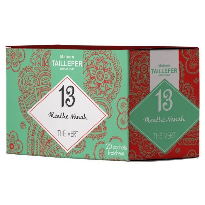 MAISON TAILLEFER Thé Vert Menthe en Boite de 20 Sachets Individuels