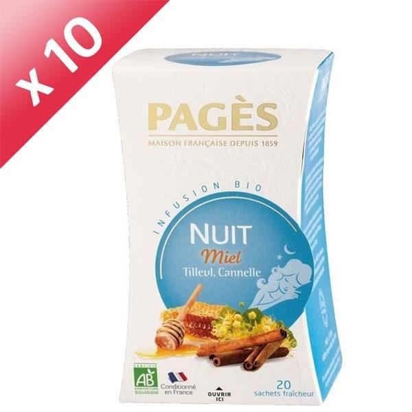 PAGES Lot de 10 Infusions Nuit Miel Bio