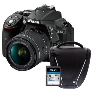 NIKON D5300 + AF-P 18-55VR Appareil photo reflex avec objectif Noir + Carte 8Go + Sacoche