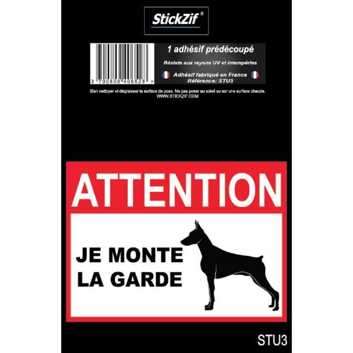 ATTENTION JE MONTE LA GARDE Adhésif pré-découpé - Dimension : 9 x 6,5 cm - Résistant