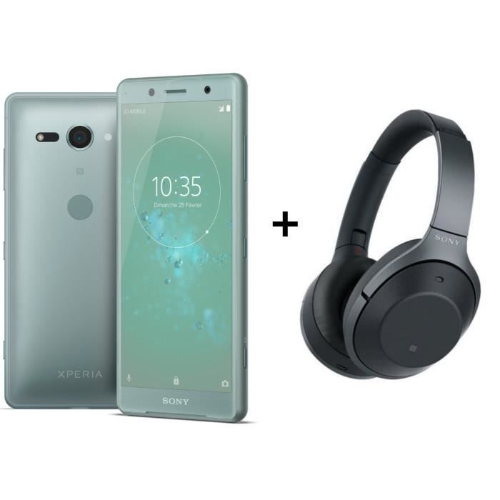 Sony Xperia XZ2 Compact Vert + Sony WH-1000XM2 Casque sans fil Bluetooth NFC