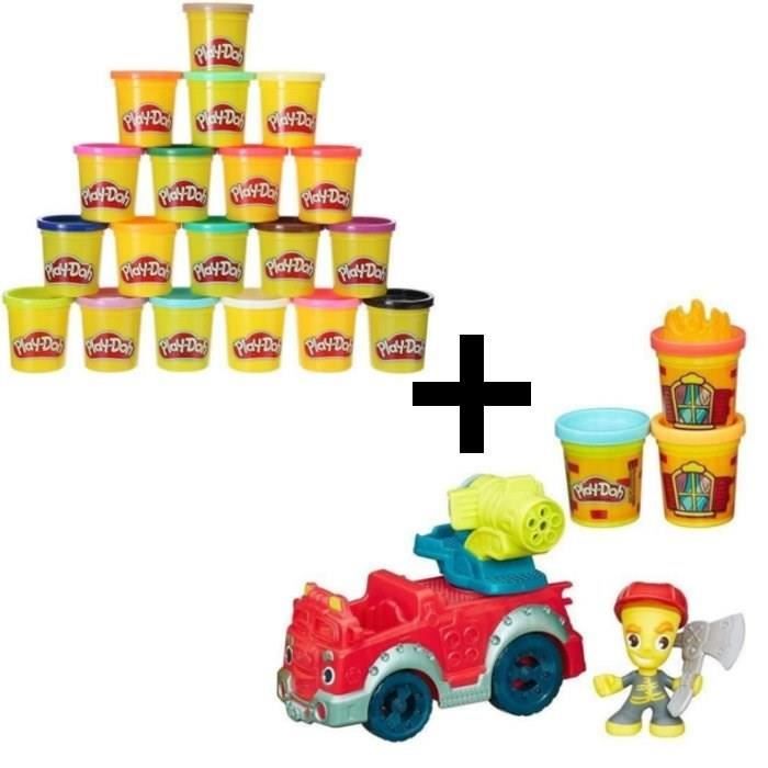 PLAY-DOH TOWN - Camion De Pompier + Super Pack Coloré 20 Pots
