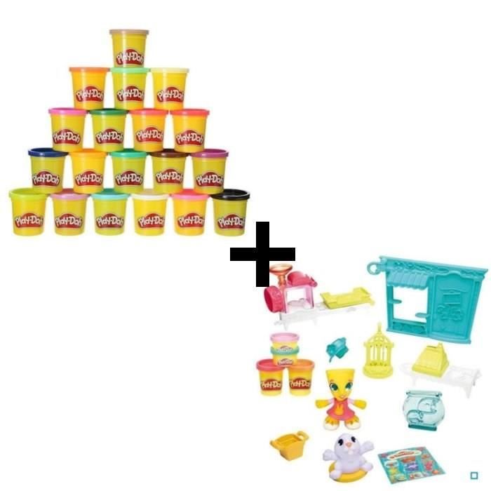 PLAY-DOH TOWN - Animalerie + Super Pack Coloré 20 Pots