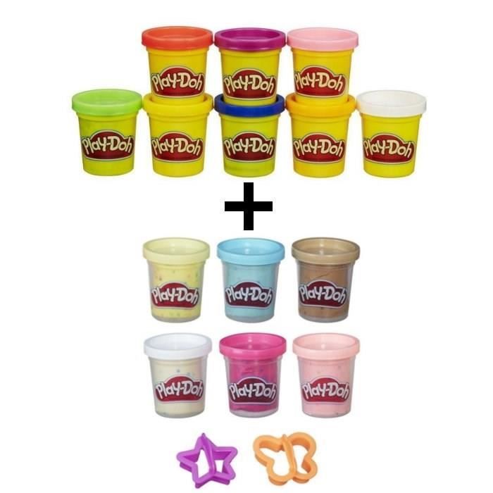 PLAY-DOH - Pack de 8 Pots + 6 Pots pâte Confetti