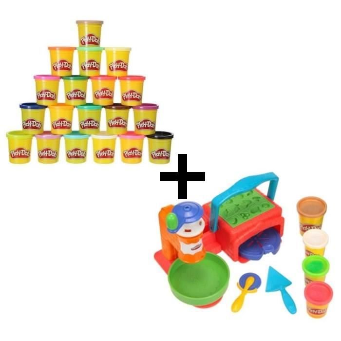 PLAY-DOH - La Pizzeria + Super Pack Coloré 20 Pots