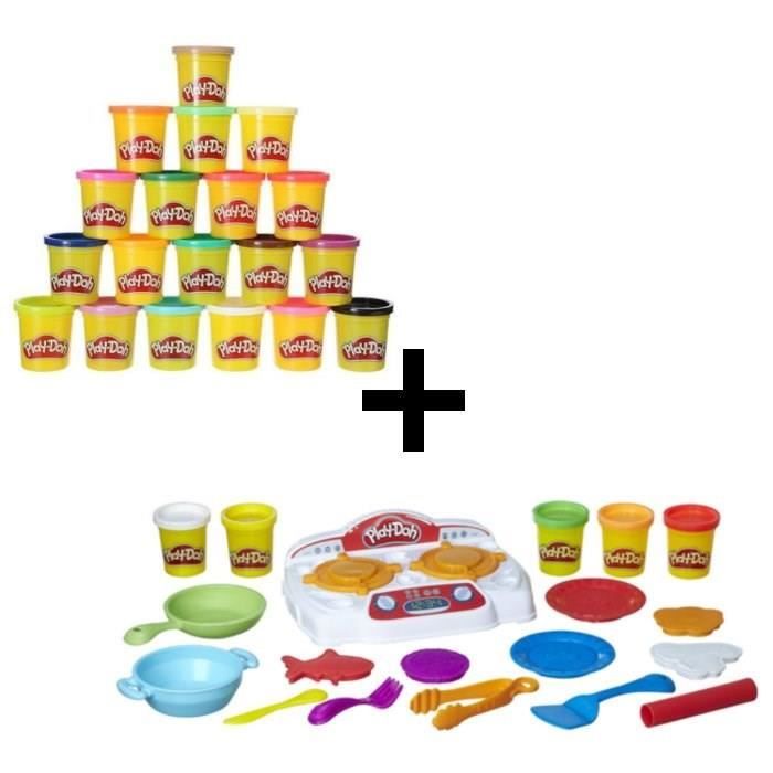 PLAY-DOH - La Cuisinière + Super Pack Coloré 20 Pots