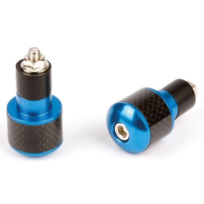 Embouts Guidon Ronds Ø17 Noir/Carbone Bleu En Alu
