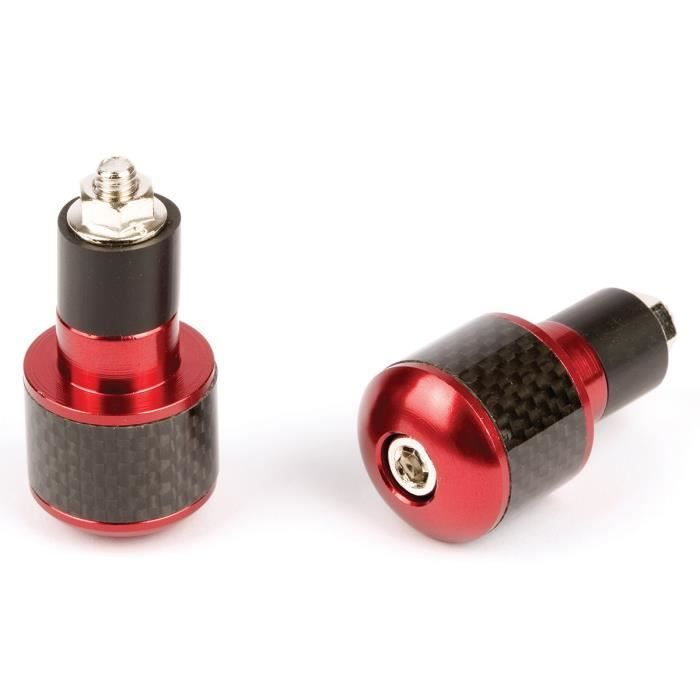 Embouts Guidon Ronds Ø17 Noir/Carbon Rouge En Alu