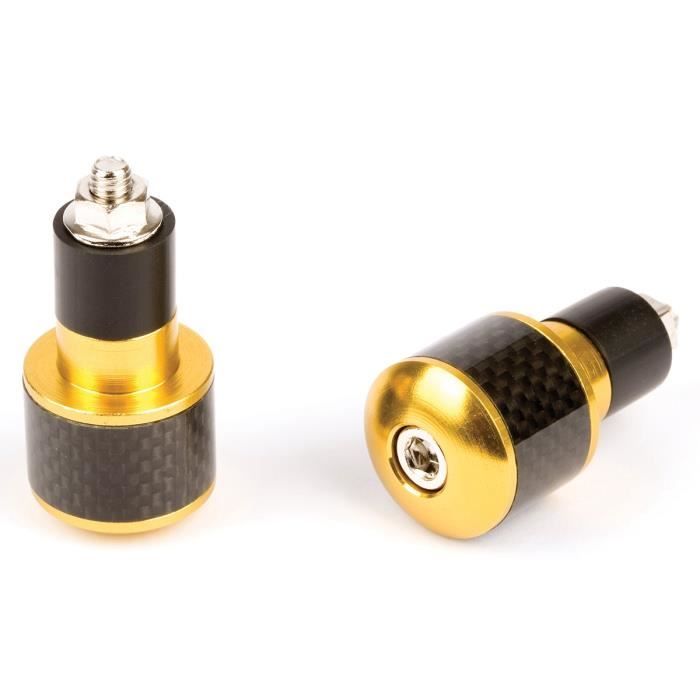 Embouts Guidon Ronds Ø17 Noir/Carbon Jaune En Alu