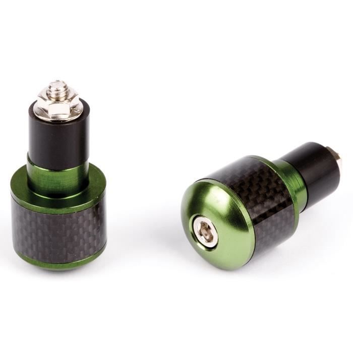 Embouts Guidon Ronds Ø17 Noir/Carbone Vert En Alu