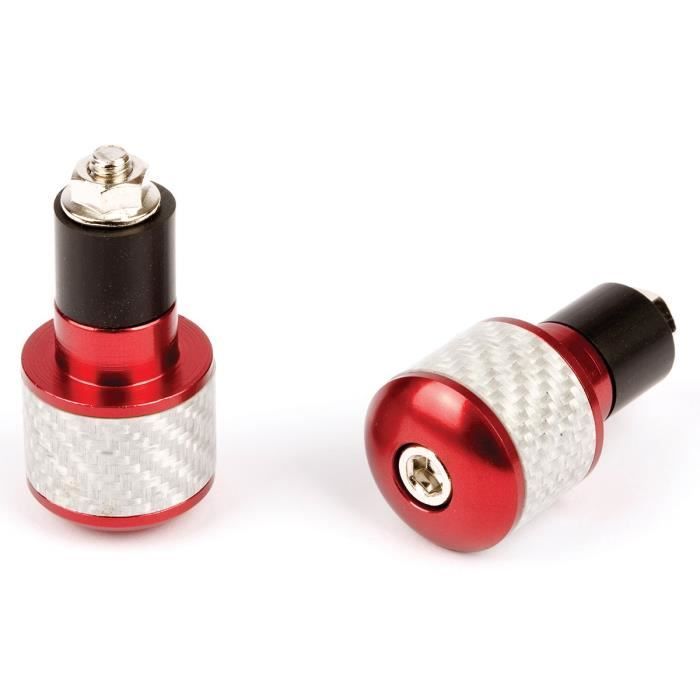 Embouts Guidon Ronds Ø17 Blanc/Carbon Rouge En Alu