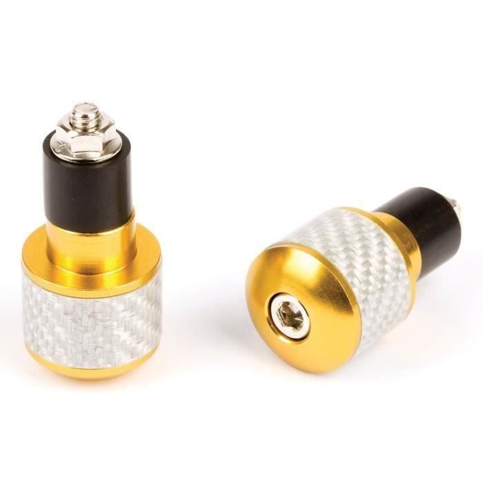 Embouts Guidon Ronds Ø17 Blanc/Carbon Jaune En Alu