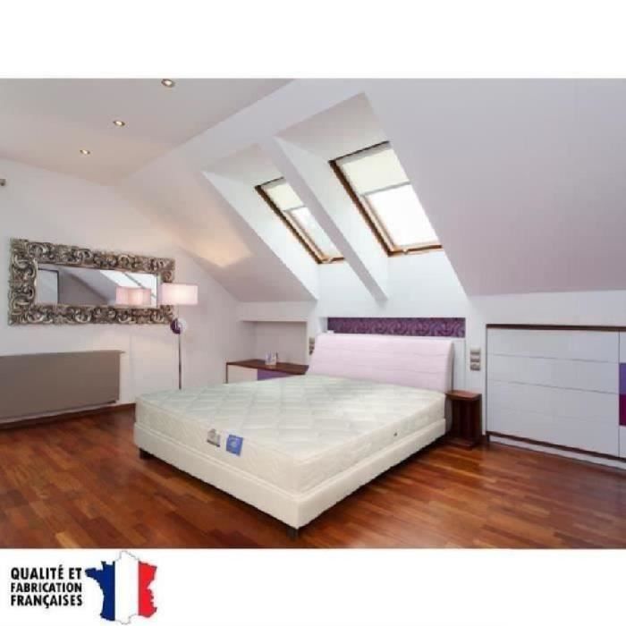 BENOIST BELLE LITERIE Ensemble matelas + sommier 90x190cm 21cm ressorts bicôniques très ferme 25kg/m³